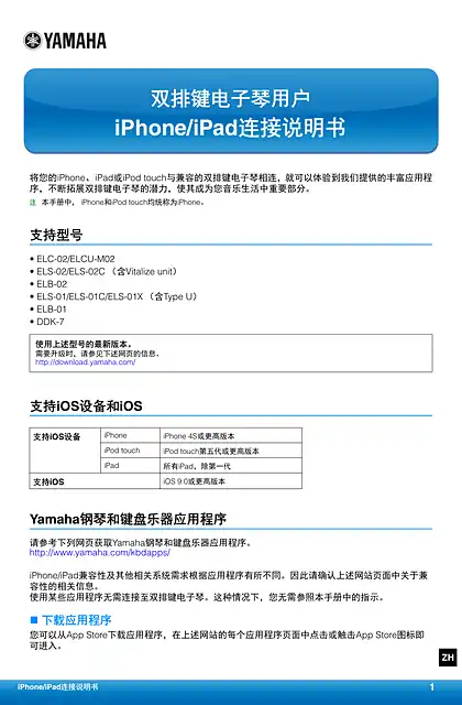 yamaha雅马哈For Electone users iPhone_iPad Connection Manual